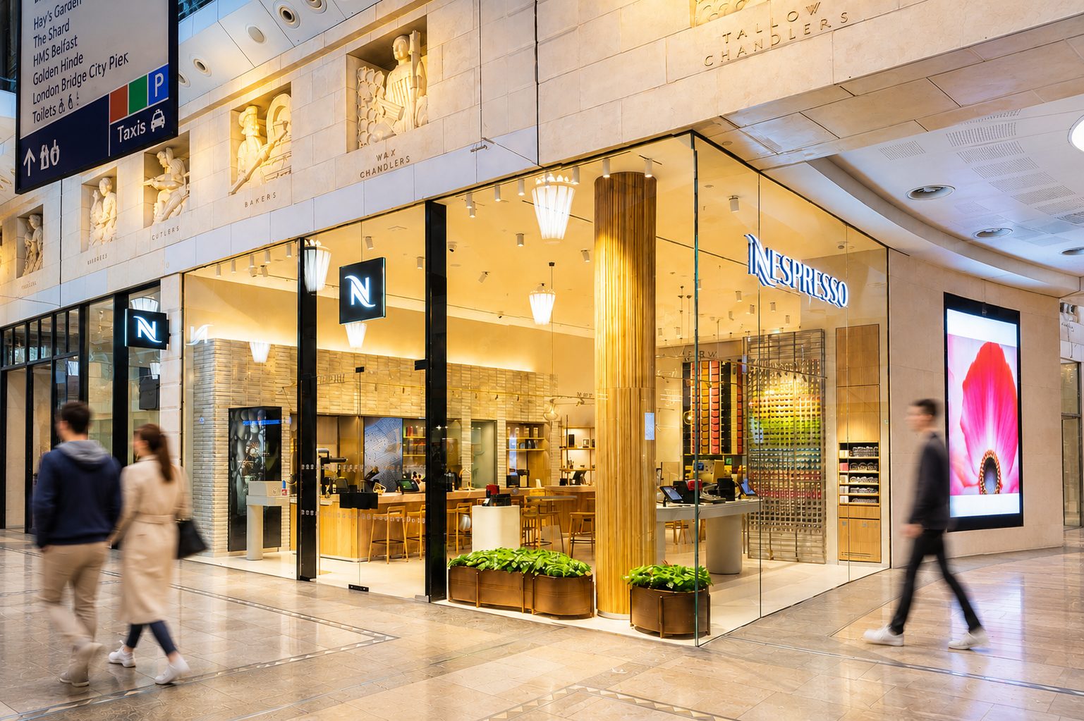 Large format glazed shopfront to a coffee boutique in a shopping centre